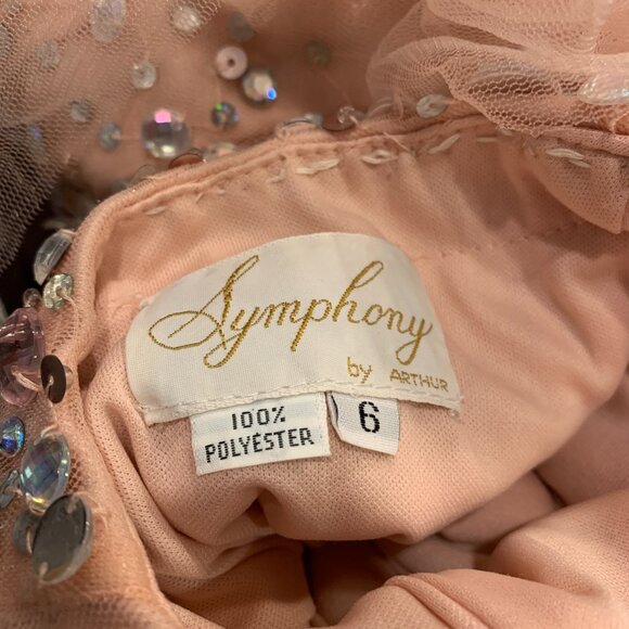 Symphony by Arthur Strapless Pale Pink Homecoming Prom Dress Gem Encrusted Sz 6 - Picture 12 of 12